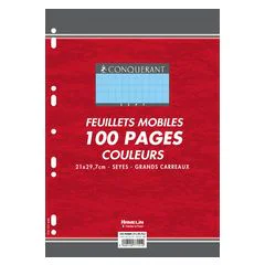 Photo CONQUERANT SEPT : Lot de 100 pages - Feuillets mobiles Séyès - Bleu - 210 x 297 mm