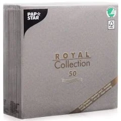 Photo PAP STAR : Lot de 50 serviettes en papier unies 400 x 400 mm - ROYAL Collection - gris 10822