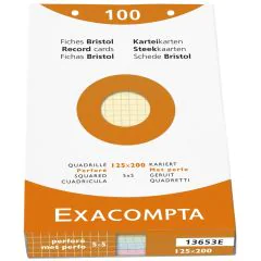 Photo Fiches Bristol quadrillées et perforées - 125 x 200 mm - Assortiment EXACOMPTA Image