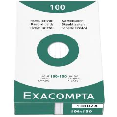Photo Fiches Bristol lignées - 100 x 150 mm - Blanc EXACOMPTA Image