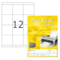 Photo Étiquettes adhésives blanches - 70 x 67,7 mm : TOP STICK Lot de 1200