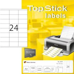 Photo Étiquettes adhésives blanches - 70 x 35 mm : TOP STICK 