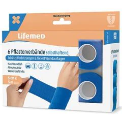 Photo Bandes adhésives élastiques - 50 mm x 5 m - Bleu LIFEMED