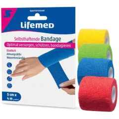Photo Bande adhésive élastique - 50 mm x 4 m - Assortiment LIFEMED
