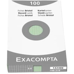 Photo Fiches Bristol quadrillées - 148 x 210 mm - Vert EXACOMPTA Image