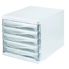 Module de classement - 5 tiroirs - Blanc/Transparent  HELIT H6129402