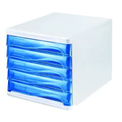 Module de classement - 5 tiroirs - Blanc/Bleu transparent HELIT H6129430