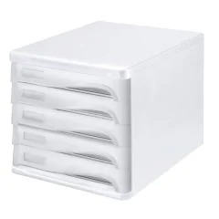 Photo Bloc de rangement - 5 tiroirs - Blanc/Gris clair : HELIT H6129482