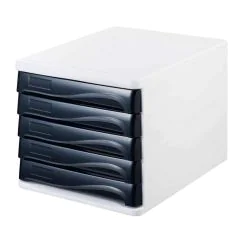 Module de classement - 5 tiroirs - Blanc/Noir HELIT H6129498