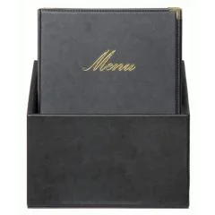 Photo Protège-menus dans une boîte de rangement  A4 cuir - Noir : CLASSIC image