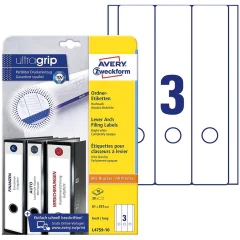 Photo Etiquettes Dos de classeur - 61 x 297 mm - Extra blanc AVERY